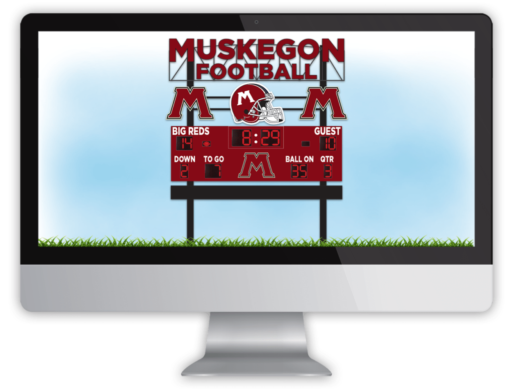 Muskegon Big Reds Scoreboard on Computer Screen